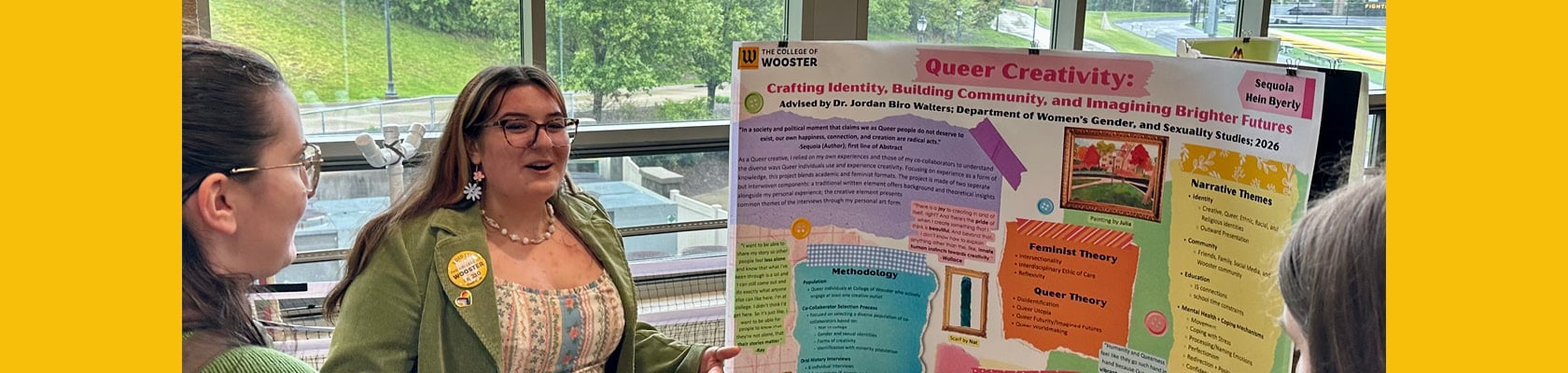 Student presenting queer creativity project