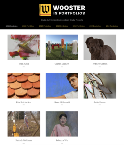 image of art thumbnails promoting the Wooster Independent Study Student Art Portfolios
