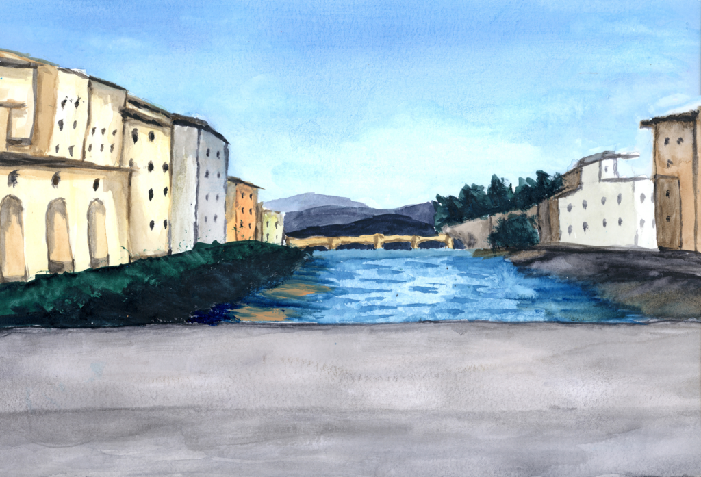 Painting of the River Arno in Florence, Italy by Abigail Fisk