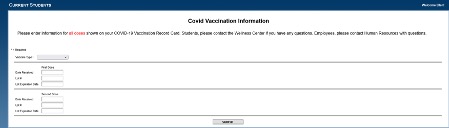 Vaccine Submission Screen