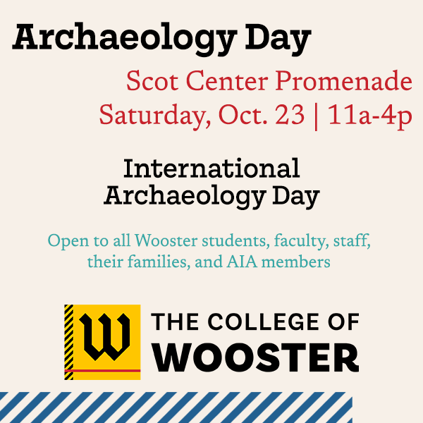 graphic with details for archaeology day at The College of Wooster