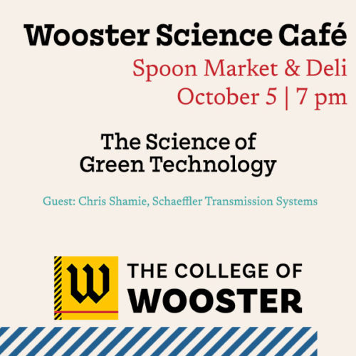 graphic containing details on Wooster Science Cafe at The College of Wooster