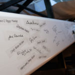 a photo of signatures on a steel beam for the student center at The College of Wooster