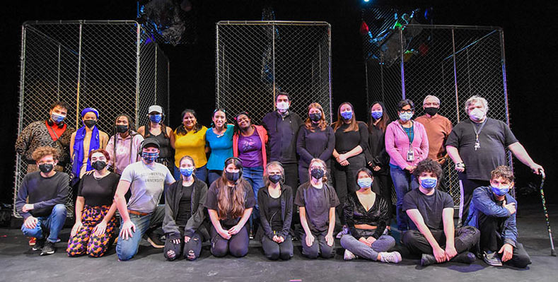 The Department of Theatre and Dance cast and crew for CAGED.