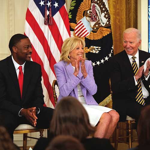 Kurt Russell '94 with President and Dr. Biden