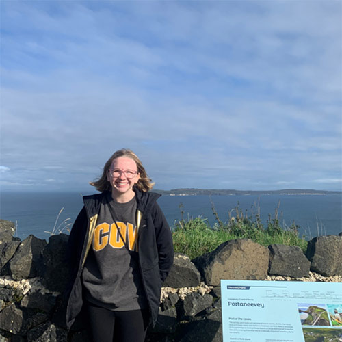 For the Leadership Across Boarders Workshop Cline traveled to Corrymeela, a coastal community in Ballycastle, Ireland, dedicated to peacebuilding and promoting reconciliation. While she was there, she visited Giant's Causeway and the rope bridge at Carrick-a-Rede.