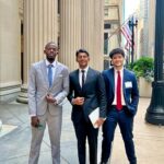 Jenny Investment Club, represented by Club President RM Shahriar Hoque ’25 Hoque (center), and fellow officers, Alan Musabeyezu ’25 (left), Rayan Dos Passos ’25 (right), received fourth place and an honorable mention at the Student Managed Investment Fund Consortium in Chicago.