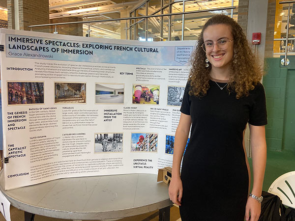 The senior research symposium allowed Alexandrowski to present her research to the community. She created a virtual reality experience to share with guests at symposium to help them understand her research.