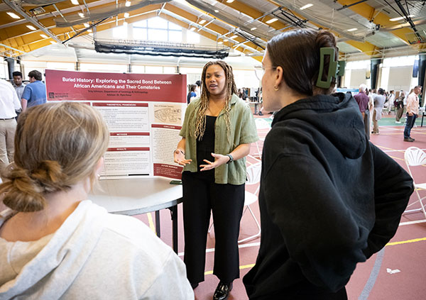 Johnson had the opportunity to share her research with the College community at the Senior Research Symposium. 
