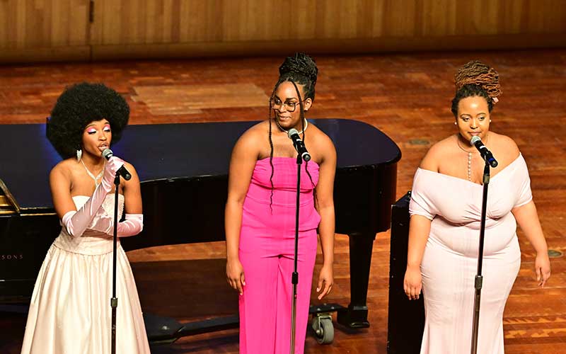 Bri Mosley with fellow students in her senior recital