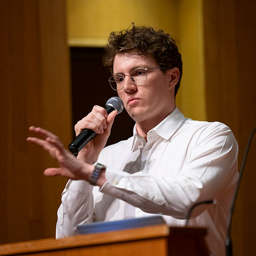 John Trainor '16 presenting as part of the Great Decisions lecture series
