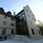 The renovation of The College of Wooster’s Douglass Hall added a fully accessible entrance on Wayne Avenue complete with an elevator and glass atrium.