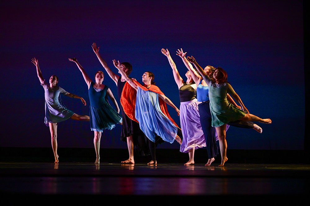 The College of Wooster Dance Company performs in the 2025 Spring Dance Concert.