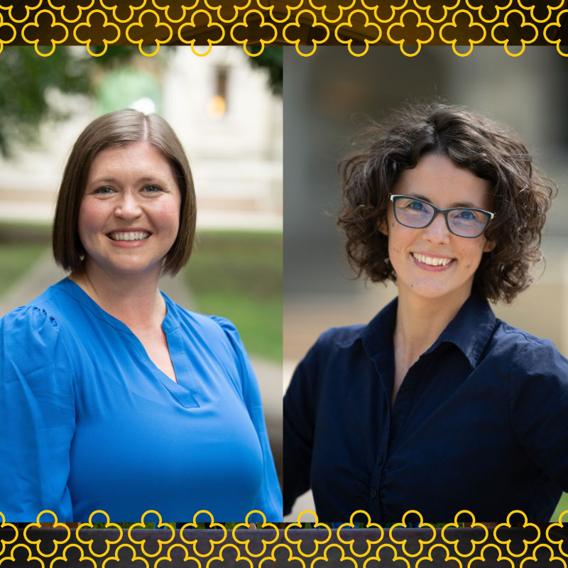 Assistant Professor of Physics Laura DeGroot (left) and Wooster Professor Meagen Pollock, geologist and Lewis M. and Marian Senter Nixon Professorship in the Natural Sciences at the College (right)