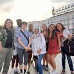 Students Henry Walter-Wilde ’27, Tobi Aina ’28, Emma McKone ’26, TyLynn Gault ’27, Nurain Amier ’26, Shannon Dunning ’27, Eva Wojciechowski ’26 participated in a TREK, off-campus filming workshop in Madrid, led by Professor Greg Shaya, and Visiting Assistant Professor Aída Díaz de León.