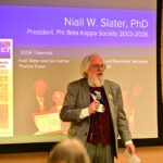 Featured image: Niall W. Slater ’76, former president of the national Phi Beta Kappa Society, spoke at the event honoring 100 years of Wooster membership with the organization.